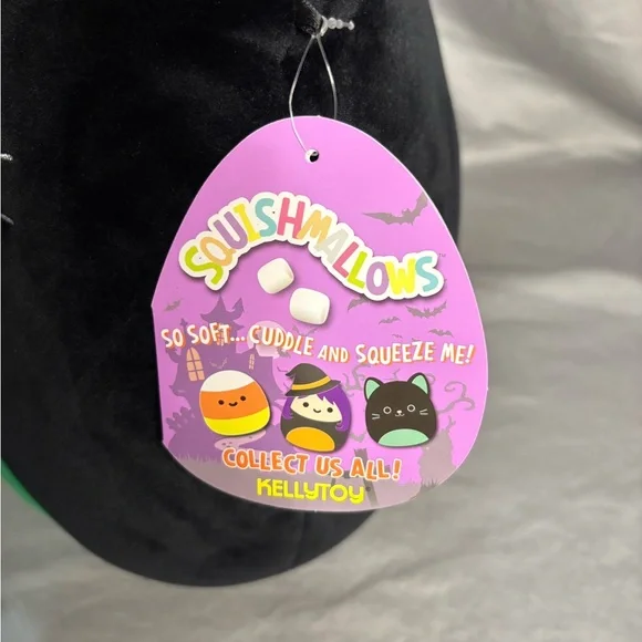 New Squishmallow Halloween Black & Green Cat Cleo, 12” Kellytoy 2019 - Picture 3 of 5